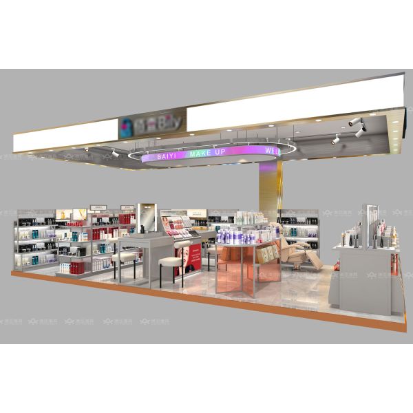 BKC017 Trendy Cosmetic Booth Makeup Kiosk Display for Beauty Shop Decoration and Store Design