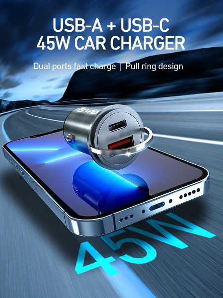 Carregador de carro rápido USB de 45W para Apple MacBoob IPad Mobile