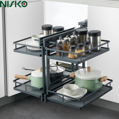 4 Tier Pull Out Magic Corner Kitchen Organizer Multi Purpose Cabinet Drawer Baskets