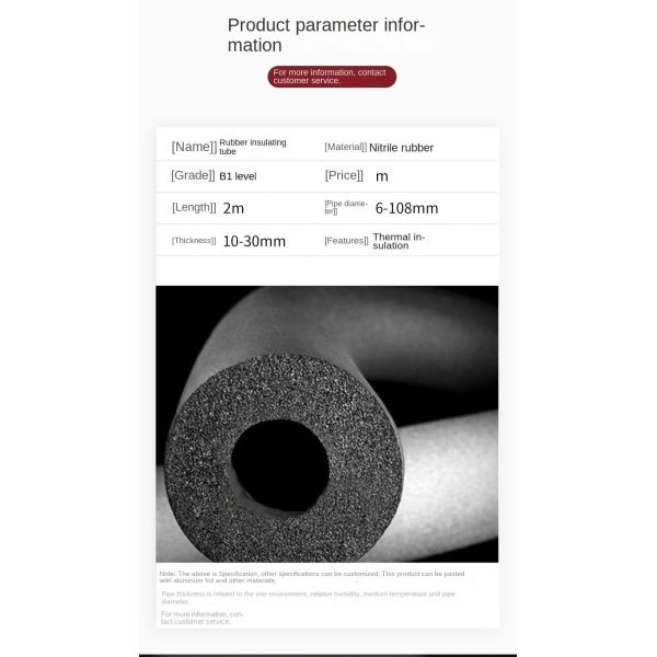 Non Toxic Air Conditioning Rubber Foam Insulation Pipe 70Kg/M3