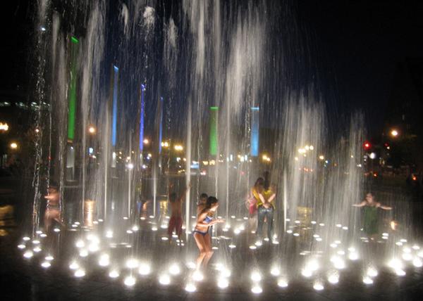 Colorful Lamps Marble Musical Dancing Fountain , Light Up Fountain For Uptown