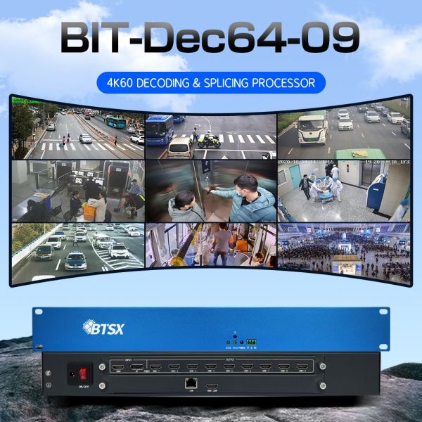 4K60 Decoding Video Wall Controller with 9-Channel Output and 64-Channel IPC Support Multi-Screen Processor