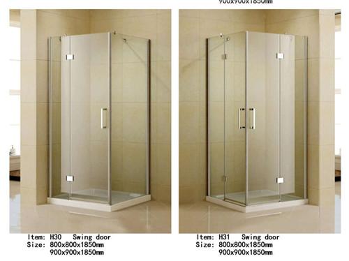 Rectangle Folding Frameless Glass Shower Enclosures With Stainless Steel Hinges Fixed