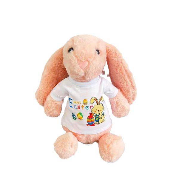 DIY 30cm Sublimation Stuffed Animals Easter Bunny Plush Toy With Customizable T Shirt