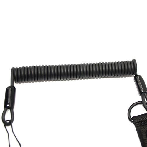 Matt Black Coiled Pistol Lanyard 2M Expanding For Duty Belt Loop