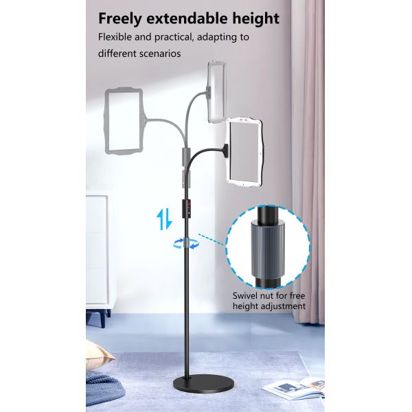 Magnifier Lamp With Floor Stand Infinite Adjustment of Light Brightness 360 Degree Rotation, Multi-Angle