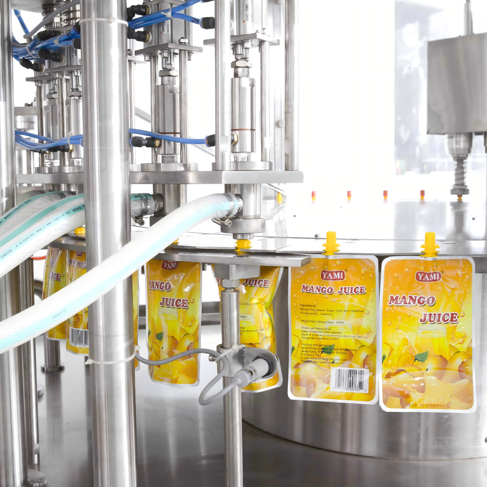 Automatic 4 Nozzle Stand up Spout Pouch Filling Sealing Machine for Ketchup 500ml
