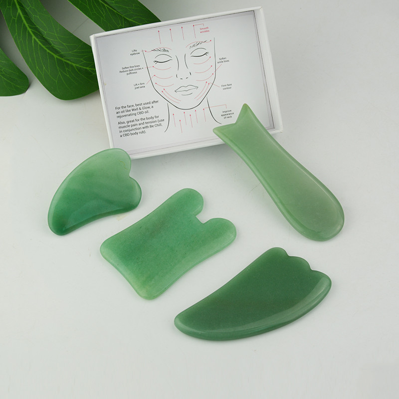 Зеленая доска Gua Sha нефрита массажа тела Aventurine каменная Gua Sha