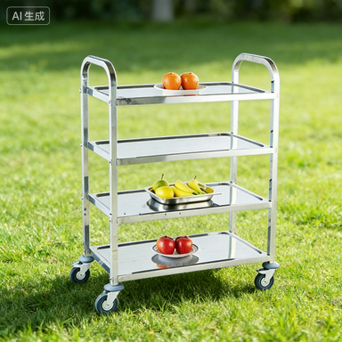 Stainless Steel 4-Wheel Food Service Trolley Customizable Mobile Catering Cart for Hotel Restaurant