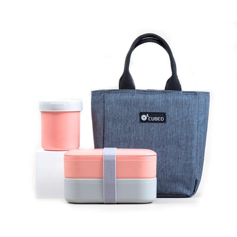 Japanese Bento On-the-Go Double Layer Food Grade Lunch Box Set Eco Plastic BPA Free