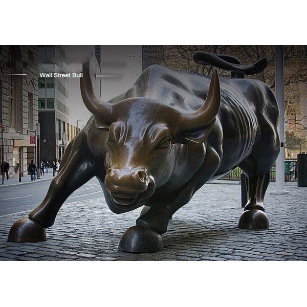 Крупноразмерное на открытом воздухе животное металла ваяет бронзовую скульптуру Уолл-Стрита Булл