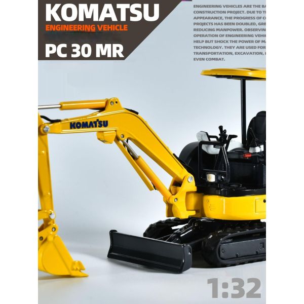 Komatsu PC30MR Mini Excavator 1/32 Scale Die-Cast Metal Model Collectible Toy