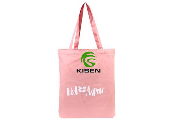 Thick Portable Reusable Cotton Tote Bags , Korean Style Pink Canvas Tote Bags