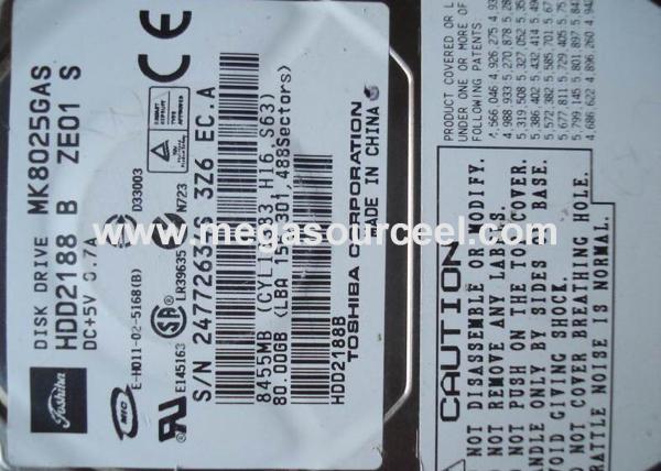 Toshiba MK 80 GB Internal HDD - 2.5 - 8025GAS - ATA-133 - 4,200 rpm