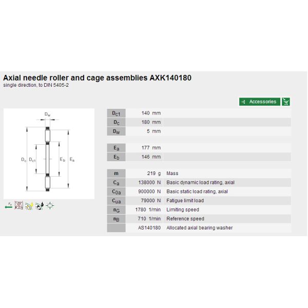AXK140180 Plane Thrust Needle Roller Bearings for Construction Machinery