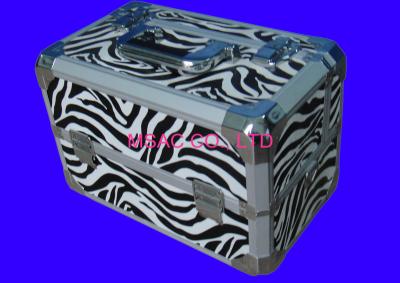 Exemplos cosméticos de alumínio da zebra, caixa de trem cosmética de alumínio profissional