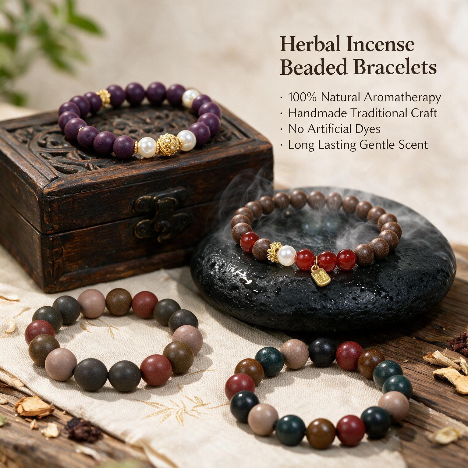 Classic Red Sandalwood Bracelet Beads Five Colors Stress Reducing Bracelets