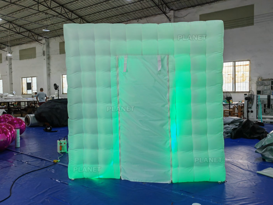 Enclosure Party Backdrop Decoration Colorful LED Lightning Cube 360 Inflatable Photo Booth Tent