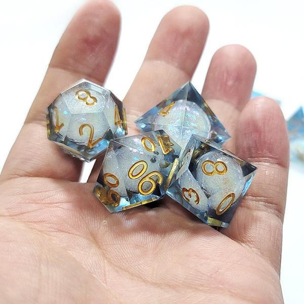 White flow sand ​ Resin multi -noodle tablet game dice set  dnd dice