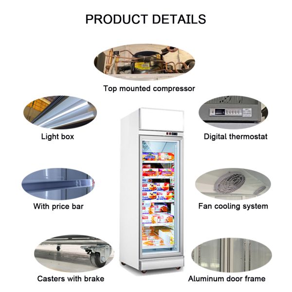 1 2 3 4 Doors Upright Showcase Freezer For Supermarket