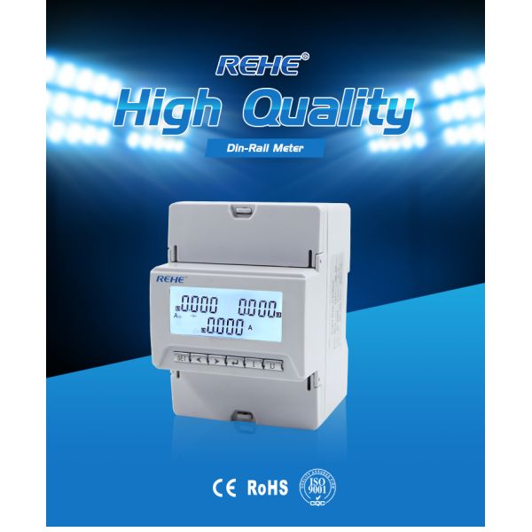 Din-Rail Three Phase Digital Power Meter Current Meter With LCD screen
