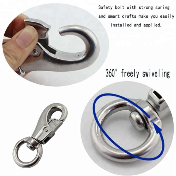 Тяжелая промышленность Нержавеющая сталь Бычье око Поворачивающийся односторонний крюк Морской класс