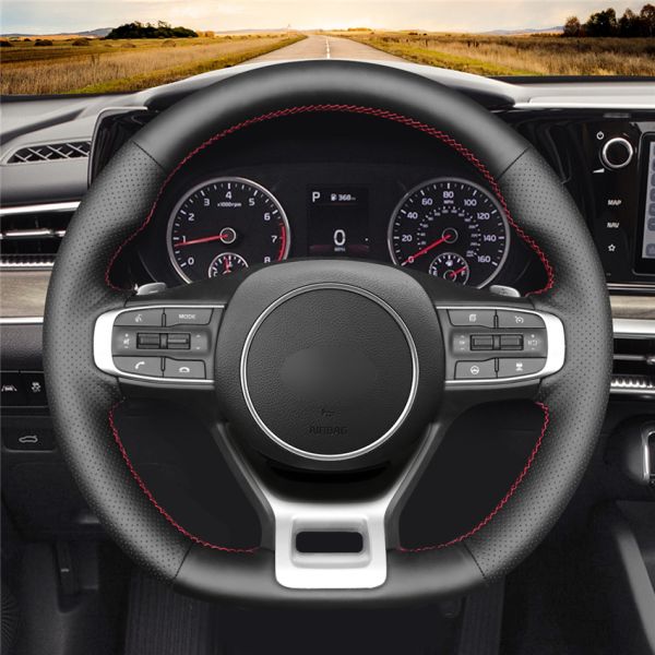 Pruple Artificial Leather Hand Sewing Steering Wheel Cover for Kia Sportage K5 GT Line 2021 2022 2023