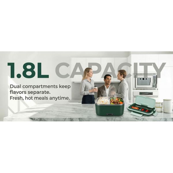 B2B 120W 1800ml Electric Heating Lunch Boxes Office And Car Heating Bento Box with Touch Screen Timer