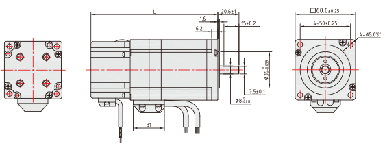 60mm 5A 2 мотор Nema 24 участка 3.2N.M Stepper