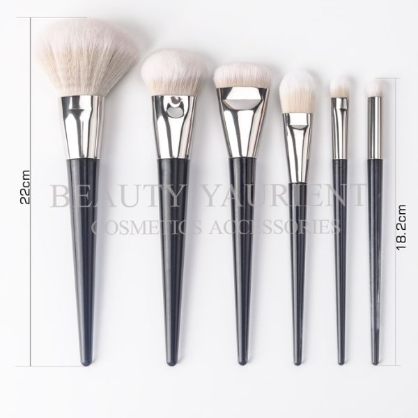 2 Tones Pbt Hair Private Label Makeup Brushes Set 6pcs 22cm Total Length