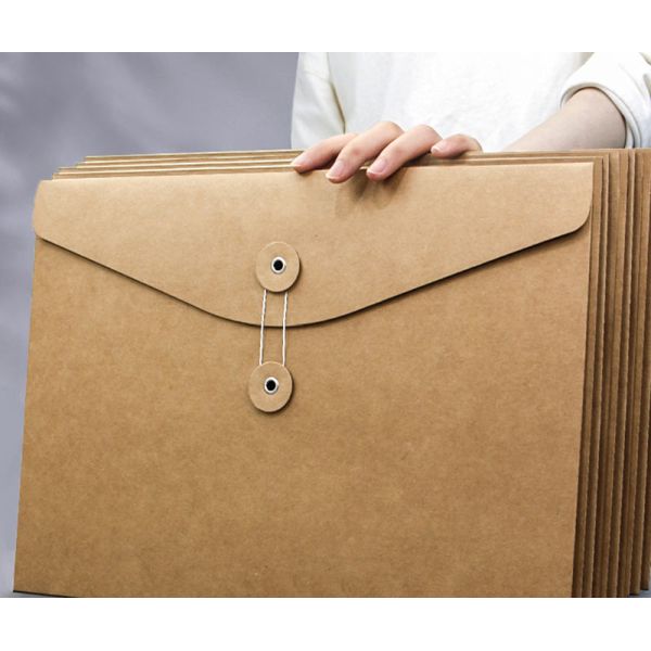 Brown C4 Gusset Envelopes Kraft Paper Document Bag With Button Closure