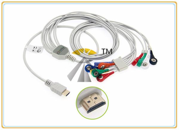 Snap 10 Lead Patient ECG Electrode Cable AHA Standard Biox Holter  Compatible