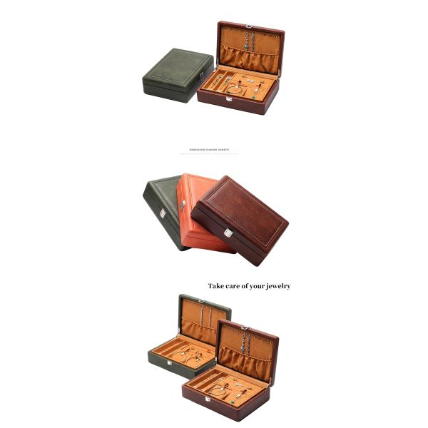 Portable Spacious Space Faux Leather Jewelry Luxury Buckle Organizer for Travel