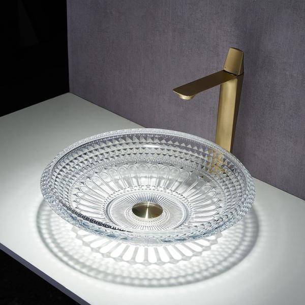 Bacia da bacia de lavagem do banheiro acima de contra 450mm Crystal Clear Artistic