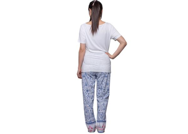 Fancy Ladies Summer Pyjamas , Women'S Sleepwear Short Sleeve Top And Long Pant