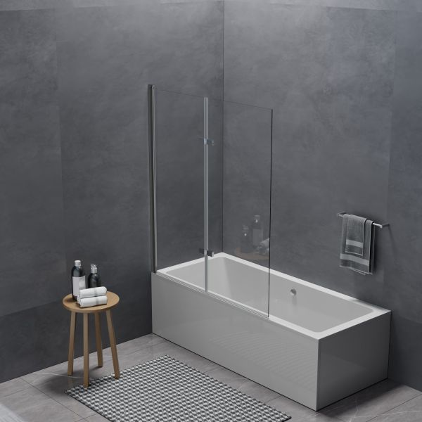 Versatile Double Piece Glass Foldable Acrylic Bathtub Screen Shower Cabin Black Color