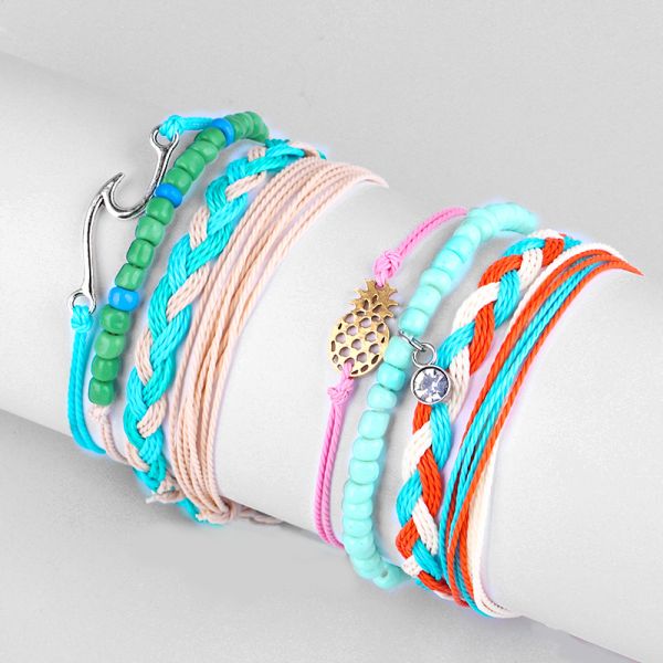 Colorful 16 8CM Wax Thread Braided Rice Bead Bracelet for Women Handcrafted Design