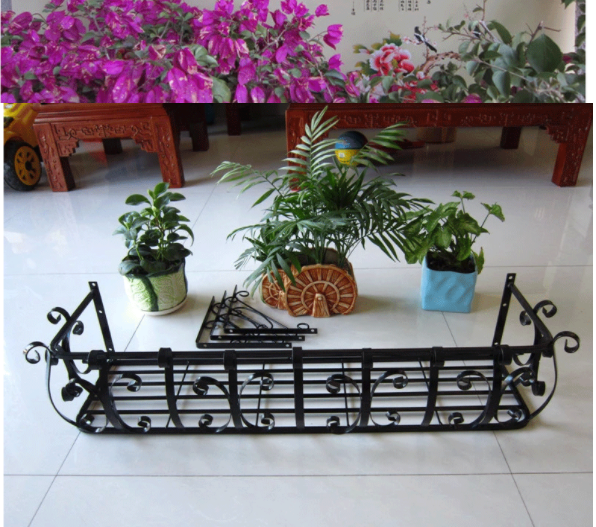 Corrosion Resistant Balcony L60cm Metal Flower Stand