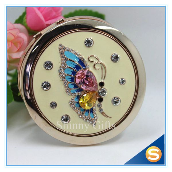 Shinny Gifts Metal Compact MirrorJeweled Makeup Pocket Mirror Custom Cosmetic Mirror