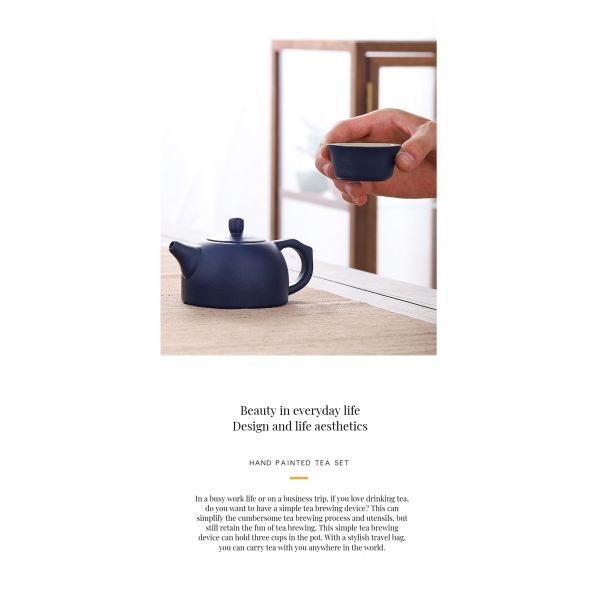 Ceramic Tea Tray and Reusable Teacup Set for Outdoor Adventures Pottery Material