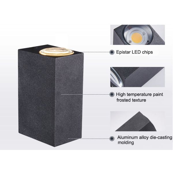 Outdoor Wall Lamp Waterproof Double Beam Up And Down Spot Light Wall Washing Warm Light Courtyard Villa Wall Lights