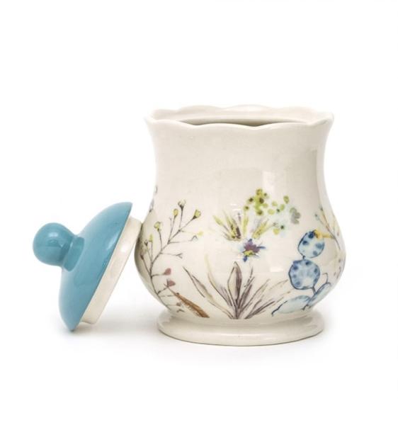 Modern Kitchen Sugar And Creamer Set Container Decal In Glaze Ceramic Restaurant With Lid And Holder