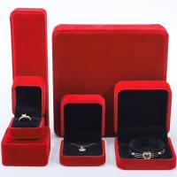 Luxury velvet Jewellery Box luxury square Red Velvet Jewelry Box for necklace bracelet ring packaging