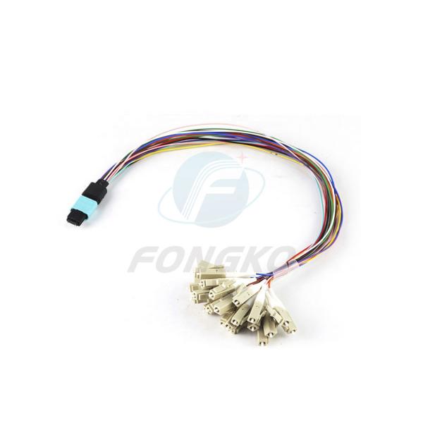 12 cabo OM3 do Fanout da fibra MPO LC da fibra ótica de 0.9mm ao milímetro de cabo de remendo