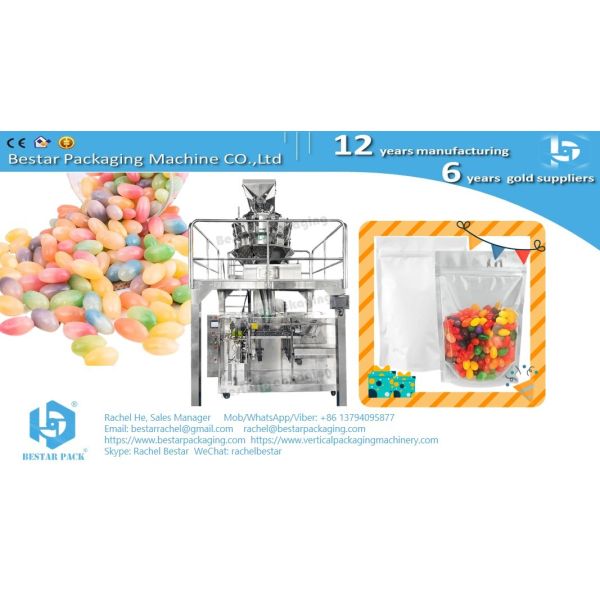 Automated Candy Packaging: 4-Station Doypack Machine For 500G Zip Bags with auto weighing BSDP-260