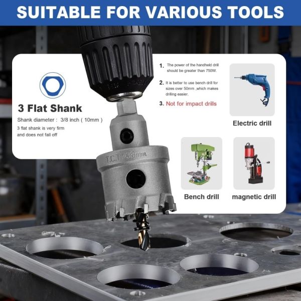 38mm TCT Boring Bit | 25mm Effective Depth and Anti-Resonance Triangular Shank