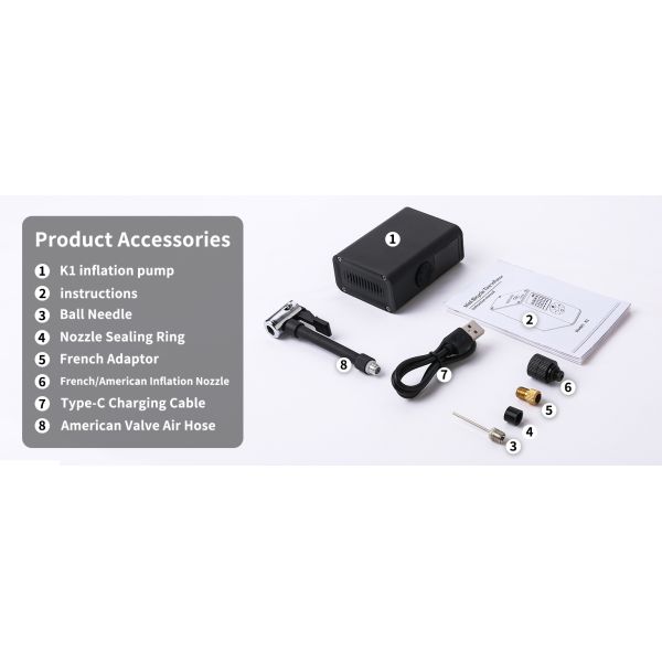 Portable Electric Bicycle Motorbike Air Pump Compressor Tyre Inflator YANTU K1 150psi
