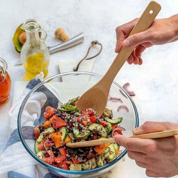 набор варя утварей лопаткоулавливателя бака кухни 30x6cm гигиенический бамбуковый