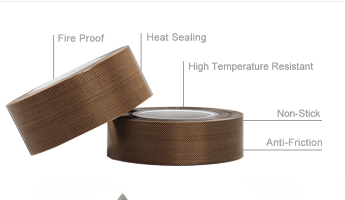 PTFE Coated Fiberglass Tape Heat Resistant Silicone Adhesive Tape 0.08mm Thickness