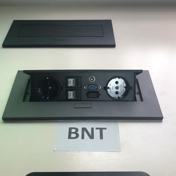 EU standard power plug hidden style table pop up media socket box